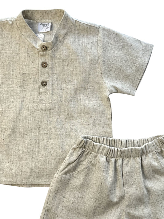 SWEET BABY LINEN SET WITH T-SHIRT AND SHORTS