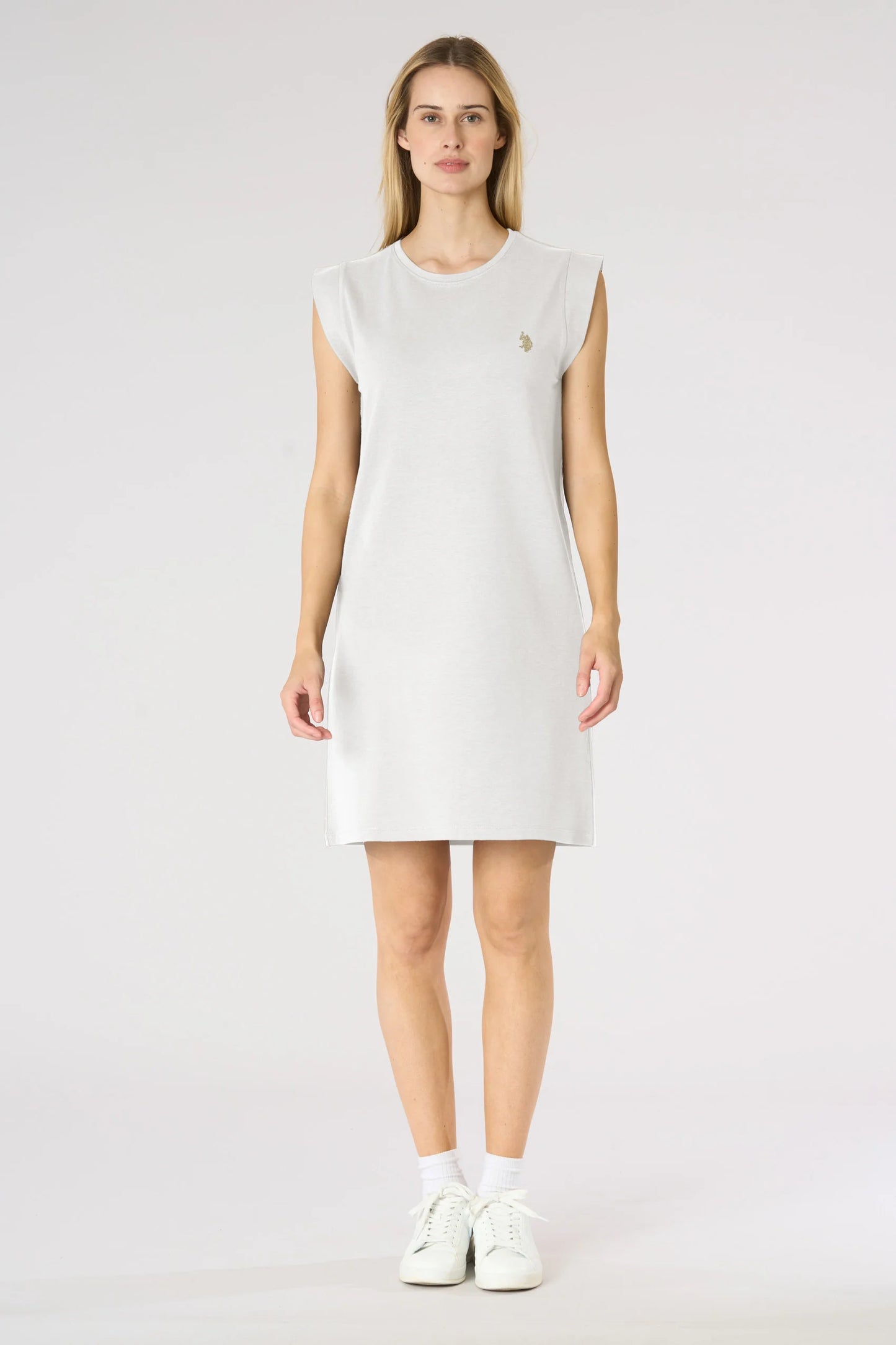 U.S POLO WOMAN SLEEVELESS DRESS IN COTTON AND MODAL BLEND