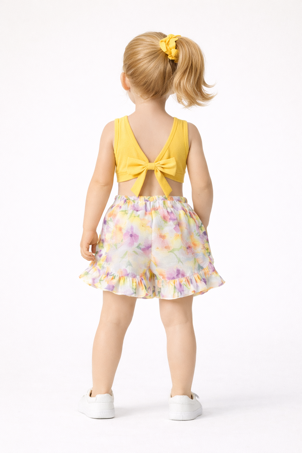 SWEET BABY SET WITH LILAC PRINTED SHORTS & TOP WITH TIE AT THE BACK