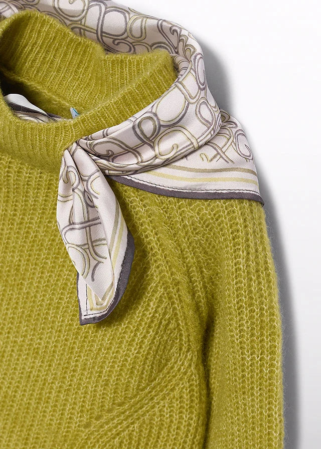 MAYORAL GIRLS KNITTED SCARF-DETAIL PULLOVER