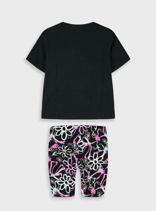 ENERGIERS KIDS PRINTED T SHIRT & BIKER LEGGINS SET