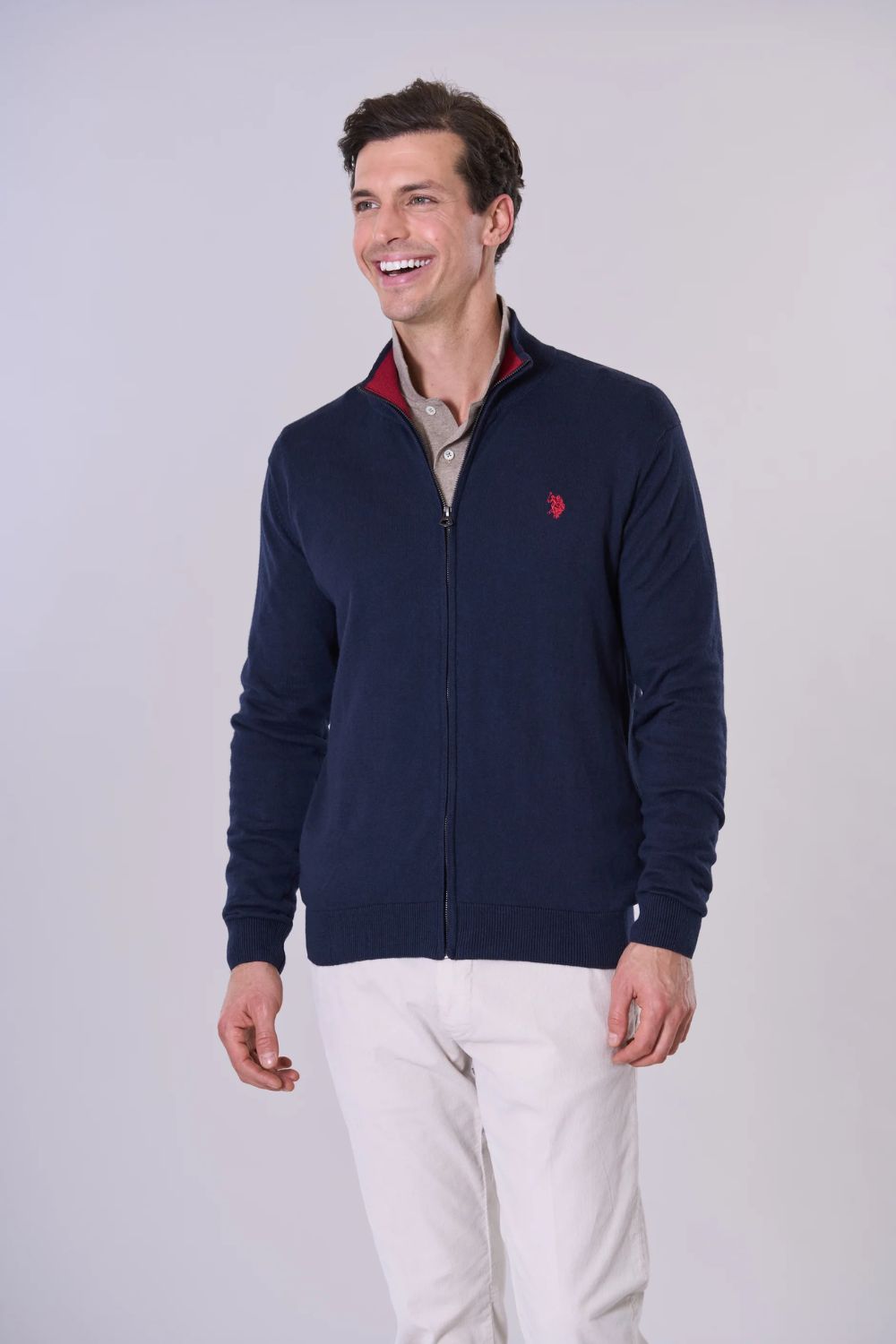 U.S POLO ASSN MEN KNITTED FULL ZIP CARDIGAN