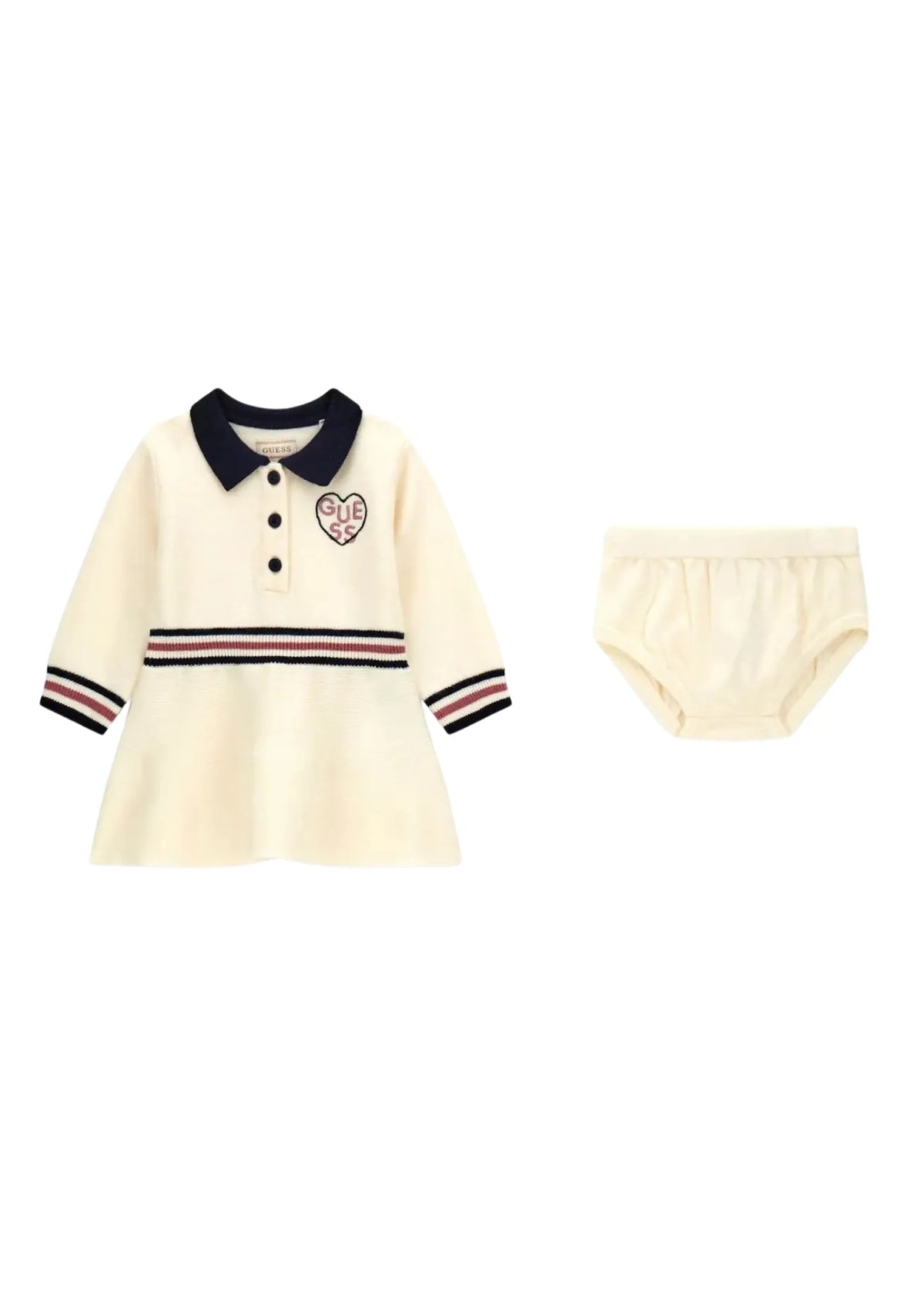 GUESS GIRLS 2 PIECE KNITTED SET LS DRESS & CREAM TIGHTS