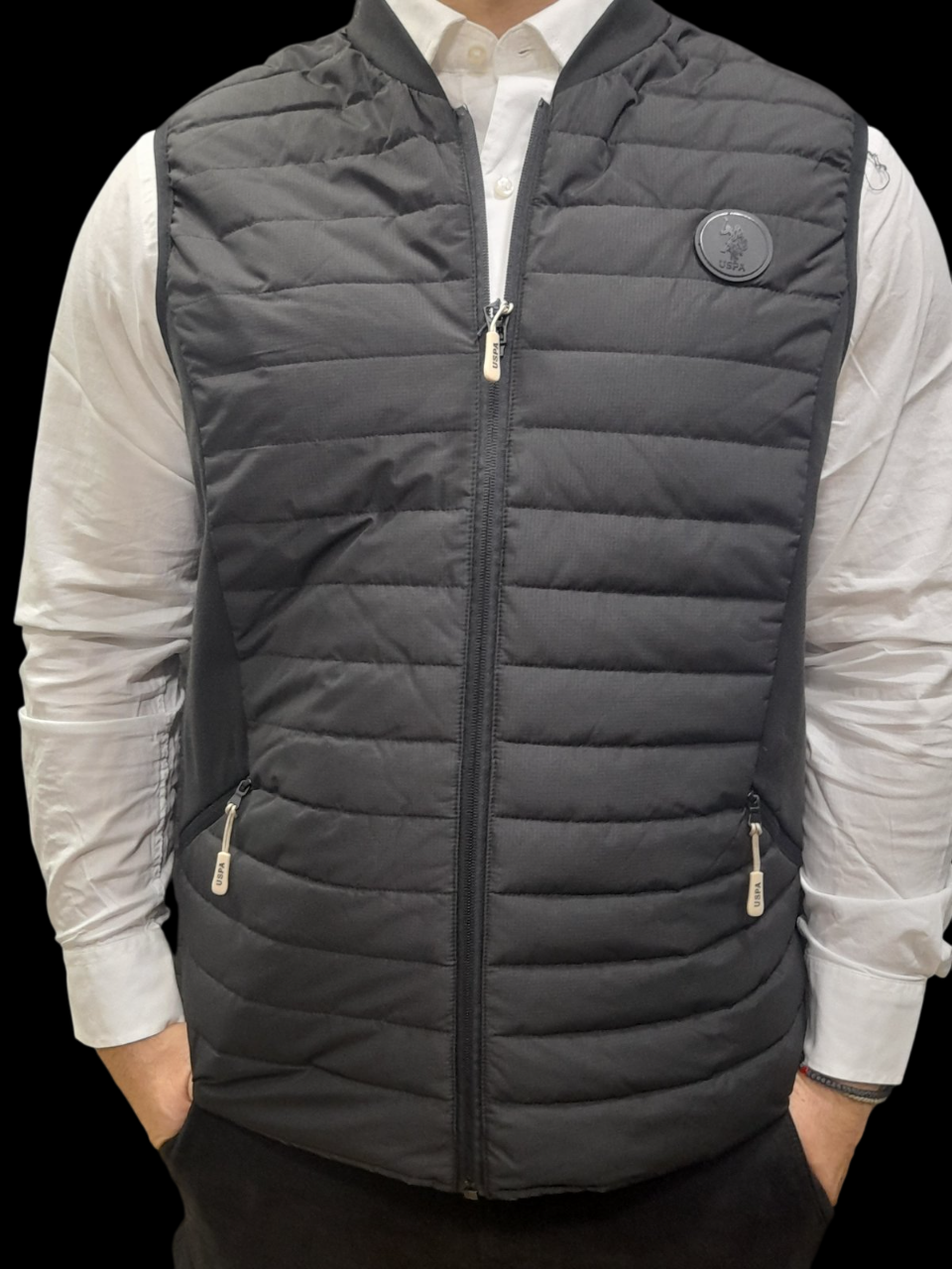 U.S POLO MAN FULL ZIP RIPSTOP DOUBLE FACE VEST