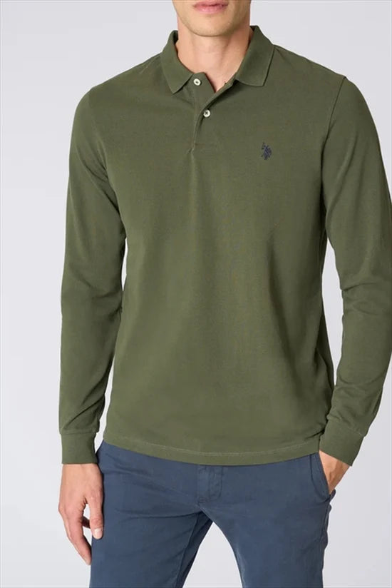 U.S POLO ASSN LS POLO SHIRT IN PIQUE COTTON
