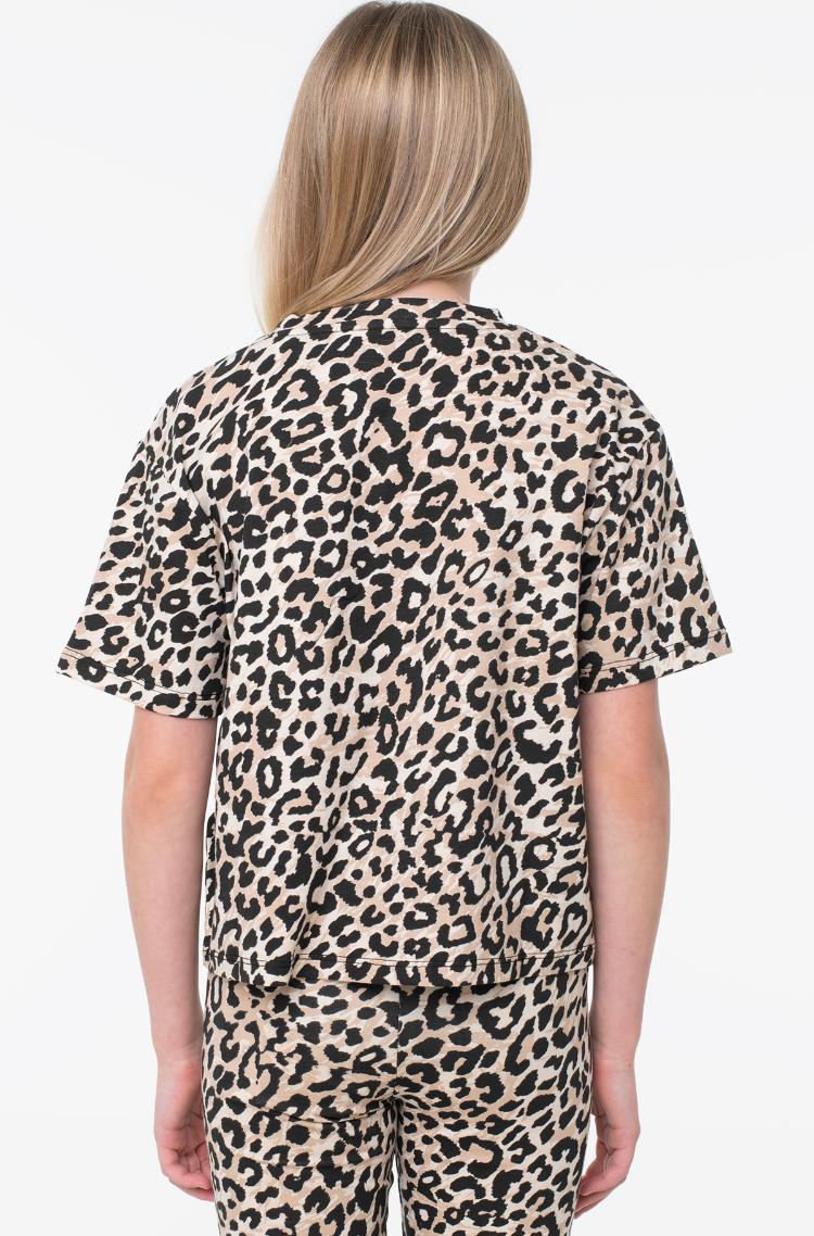 GUESS KIDS LEOPARD LOVE TRIANGLE LOGO MIDI T SHIRT