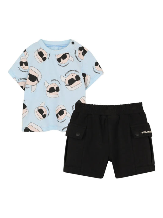KARL LAGERFELD KIDS IKONIK KARL CARGO SHORTS SET