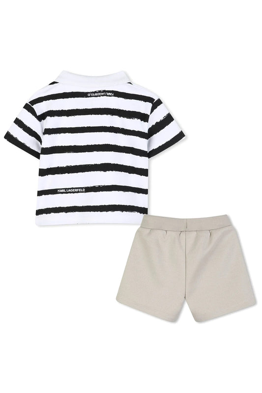 KARL LAGERFELD KIDS IKONIK KARL STRIPED SHORTS SET