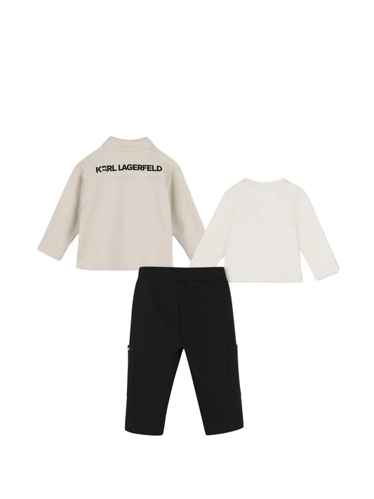 KARL LAGERFELD KIDS LOGO-PRINT THREE-PIECE COTTON SET