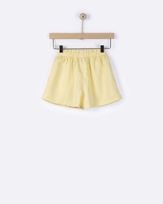 YELL-OH AVRA MINI TENCEL & LINEN BERMUDA SHORTS SUNSHINE