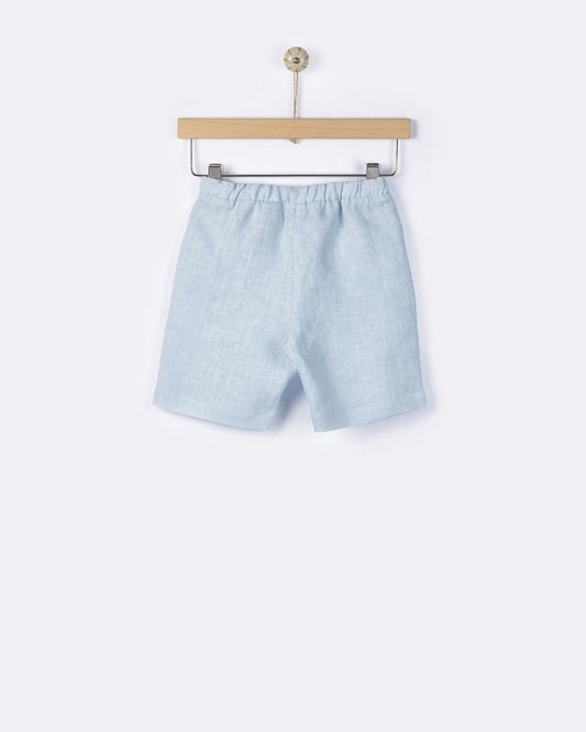 YELL-OH HERMES LINEN BERMUDA SHORTS AETHER BLUE