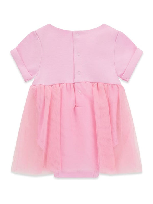 GUESS BABY GIRLS PINK COTTON JERSEY & TULLE ONESIE DRESS