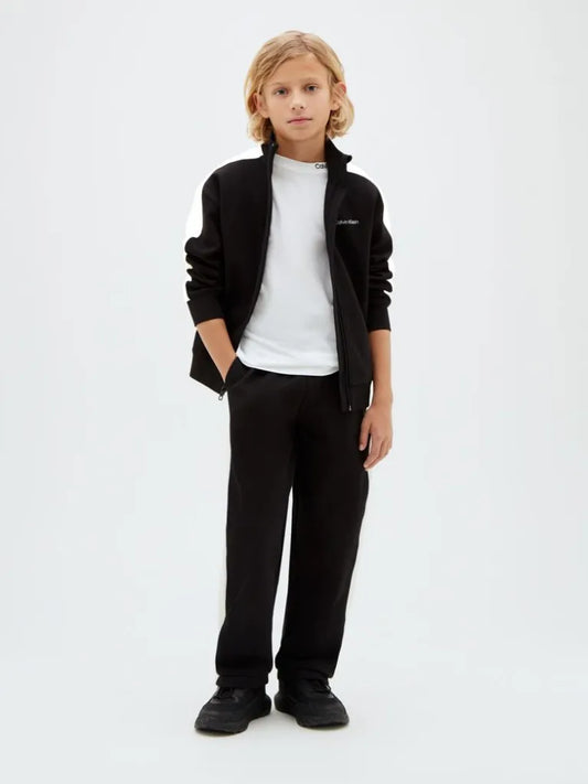 CALVIN KLEIN COLOUR-BLOCKED TERRY TRACK TOP & JOGGERS SET
