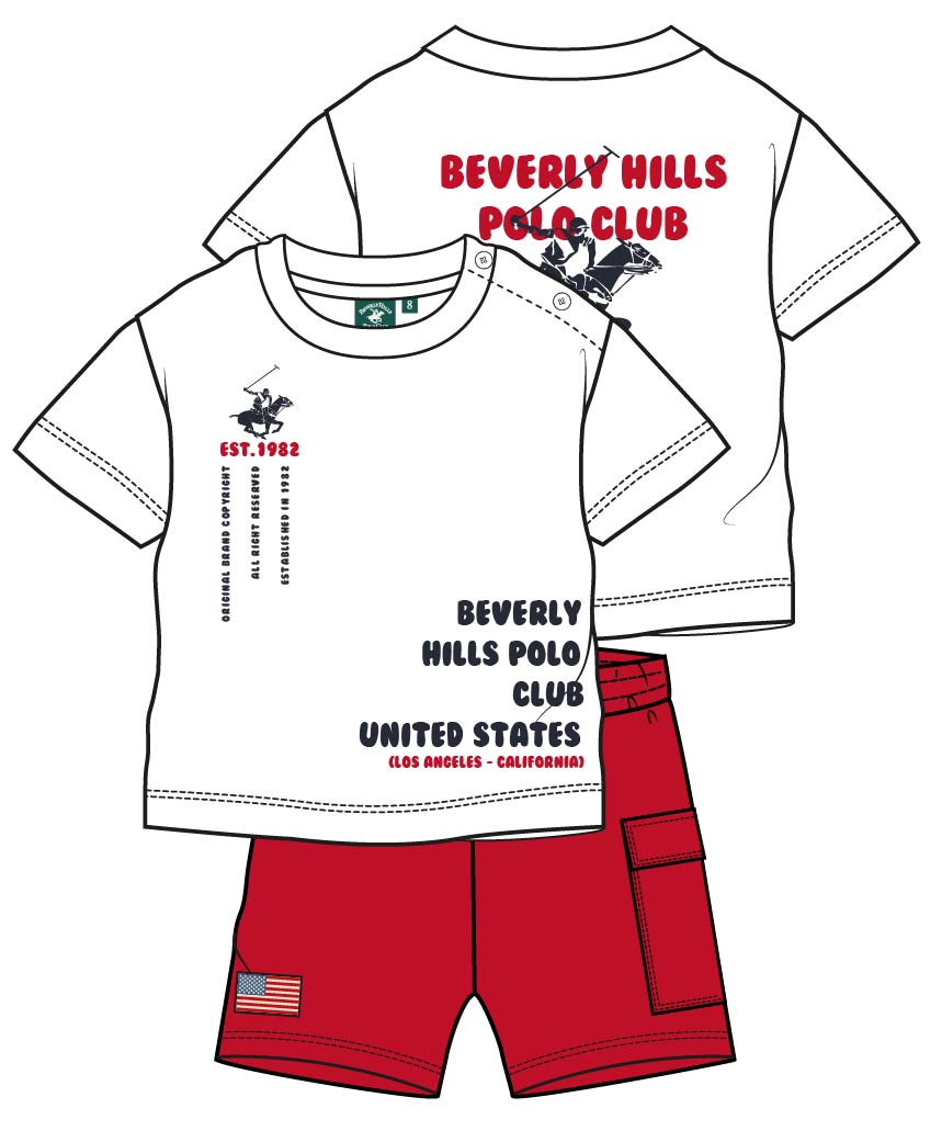 BEVERLY HILLS POLO CLUB SET T SHIRT & CARGO SHORT