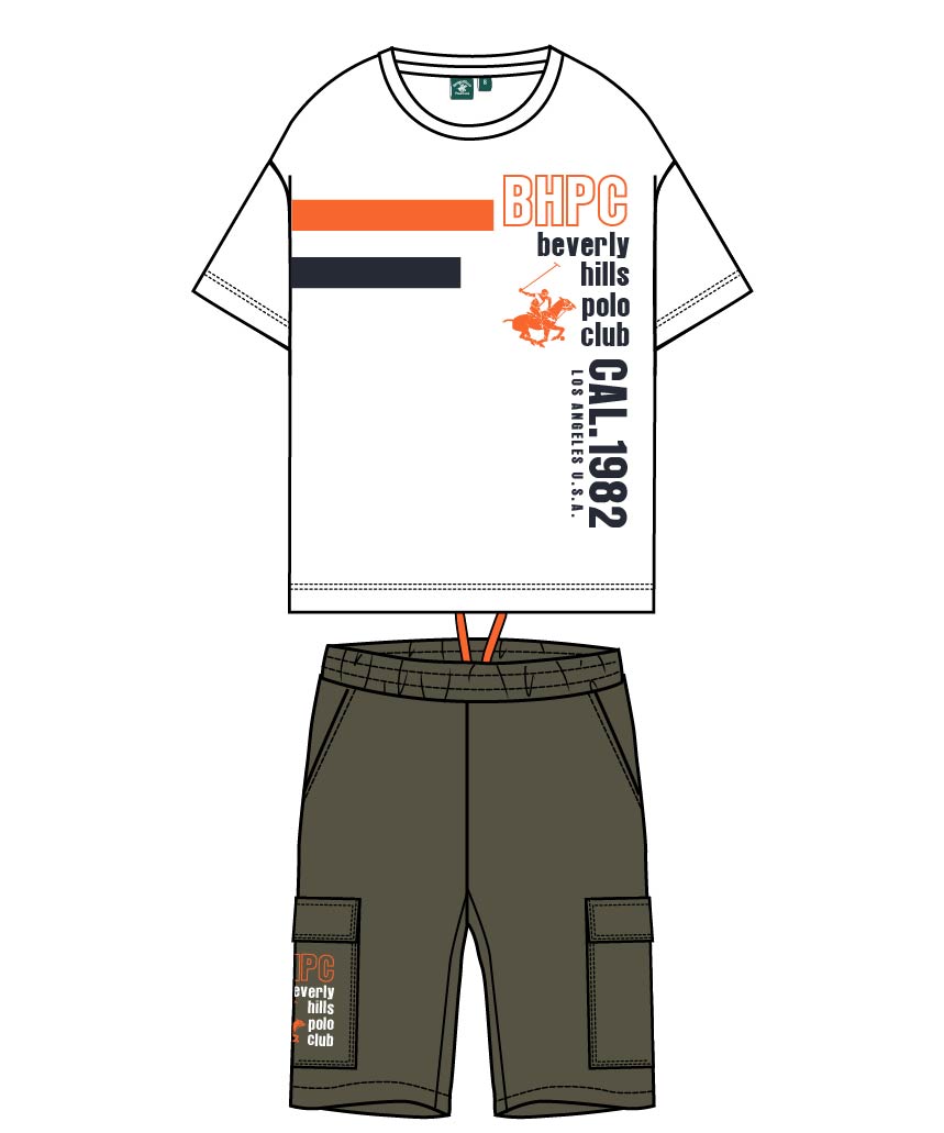 BEVERLY HILLS POLO CLUB KIDS SET T SHIRT & CARGO SHORT