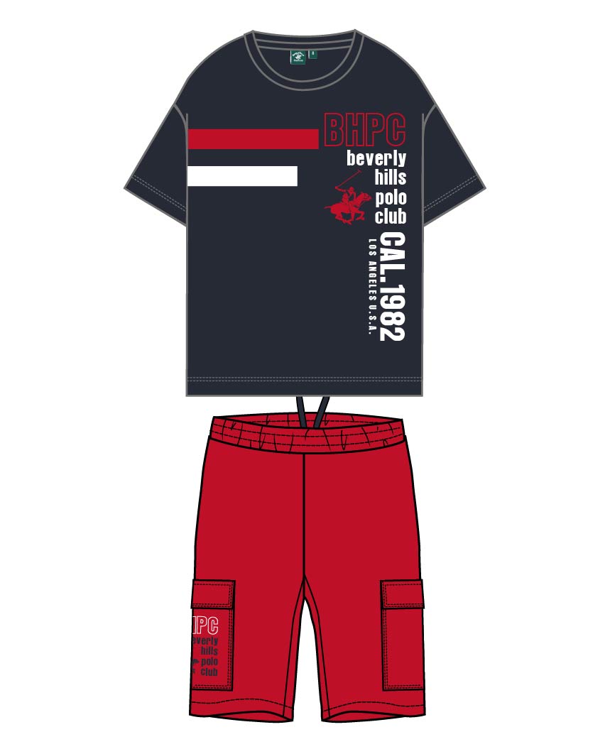 BEVERLY HILLS POLO CLUB KIDS SET T SHIRT & CARGO SHORT