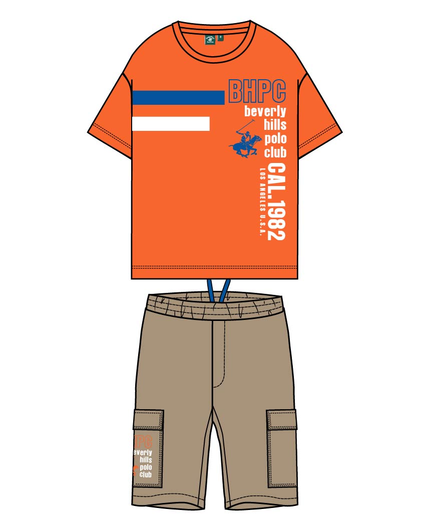 BEVERLY HILLS POLO CLUB KIDS SET T SHIRT & CARGO SHORT
