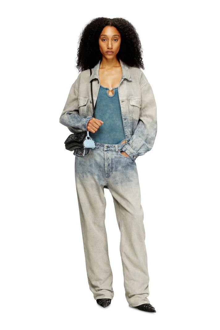 DIESEL WOMAN BODYSUIT IN MARBLE-WASHED STRETCH COTTON