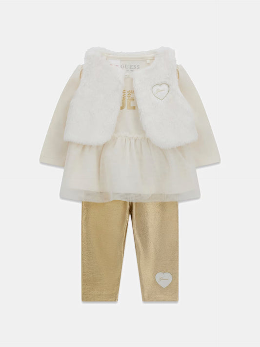 GUESS KIDS SET VEST & T SHIRT & LEGGINGS