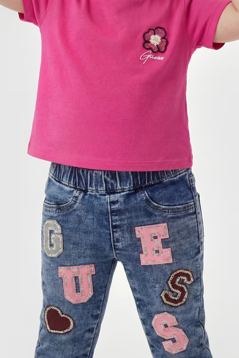 GUESS KIDS PAPER BAG STRETCH DENIM PANTS