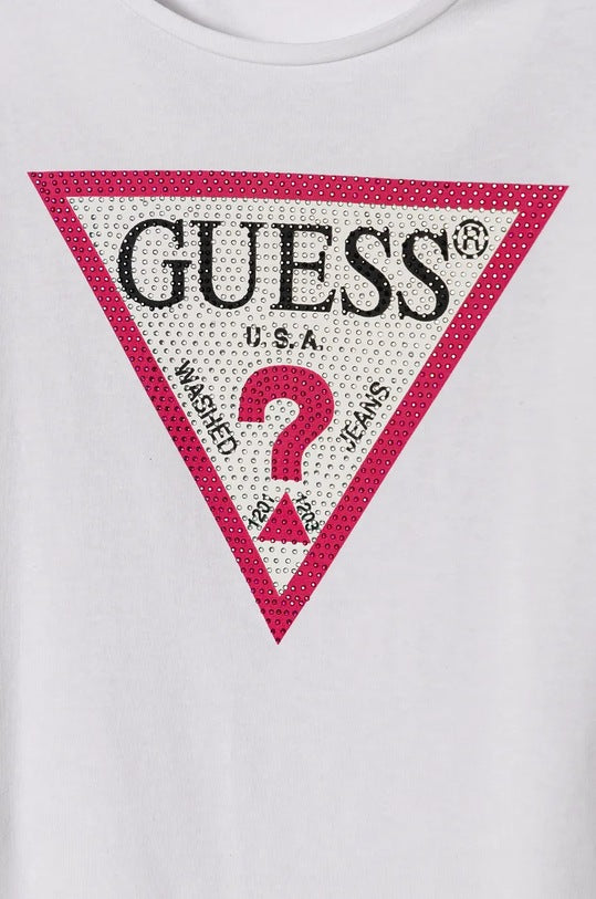 GUESS LS STRASS TRIANGLE LOGO T SHIRT
