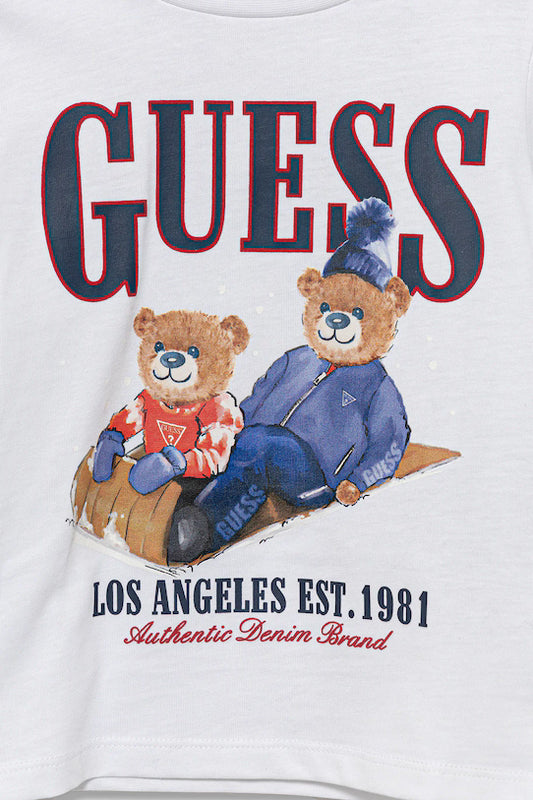 GUESS KIDS BEAR EMBROIDERY LS T SHIRT