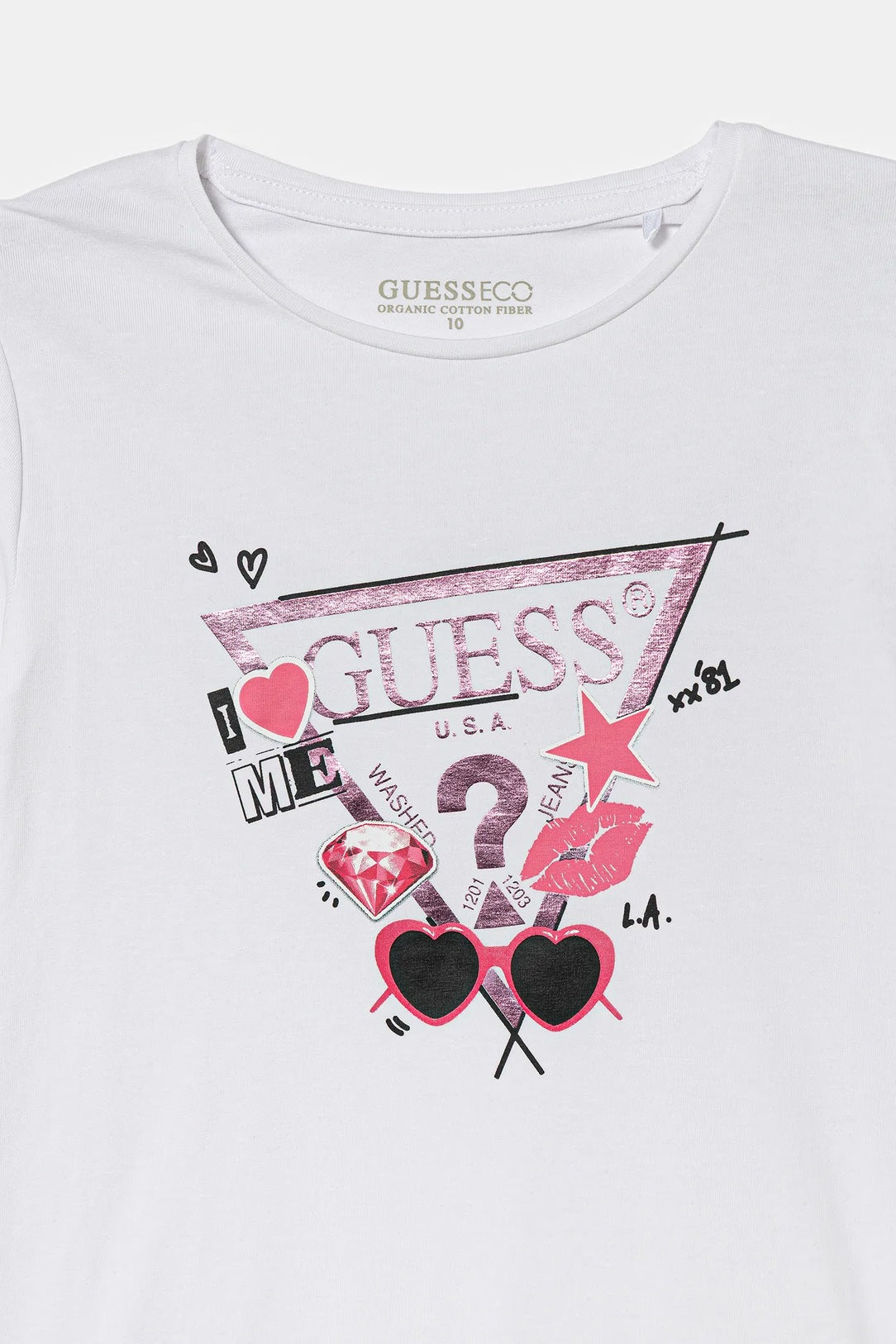GUESS LS TRIANGLE MULTI LOGO T SHIRT