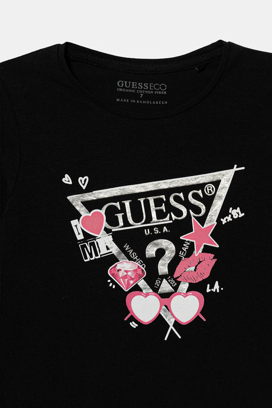 GUESS LS TRIANGLE MULTI LOGO T SHIRT
