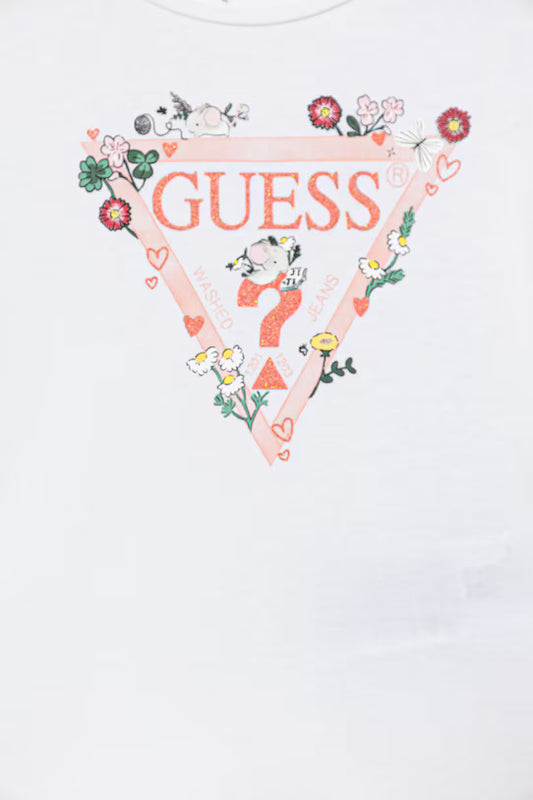 GUESS GIRL FLOWER TRIANGLE T SHIRT