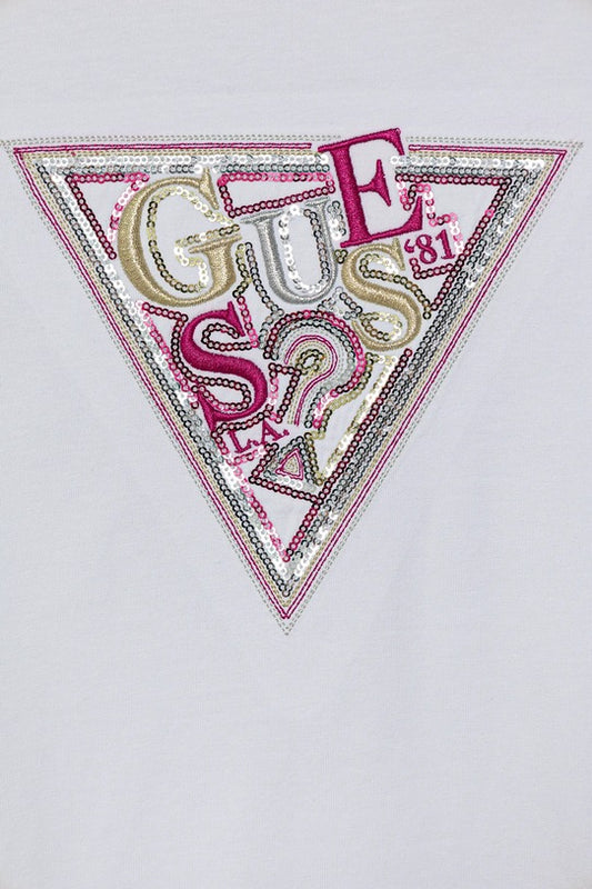 GUESS KIDS TRIANGLE SEQUINS LS T SHIRT