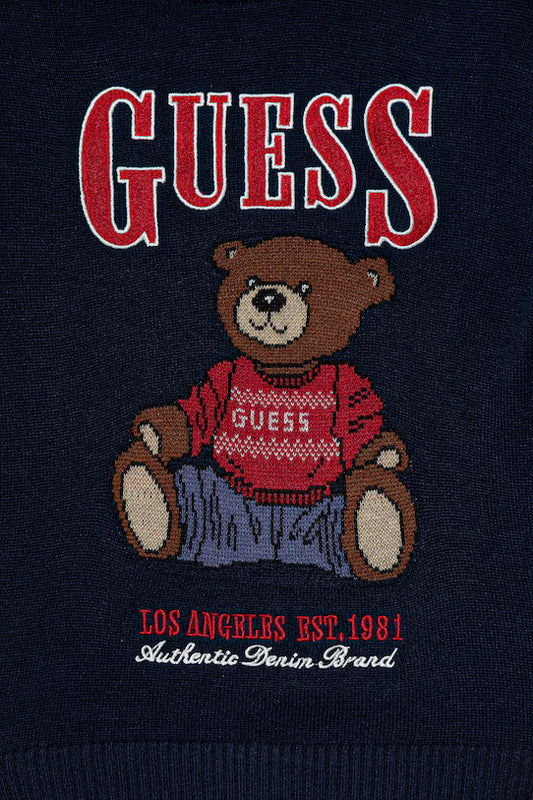 GUESS JEANS KIDS KNITTED EMBROIDERED SWEATER