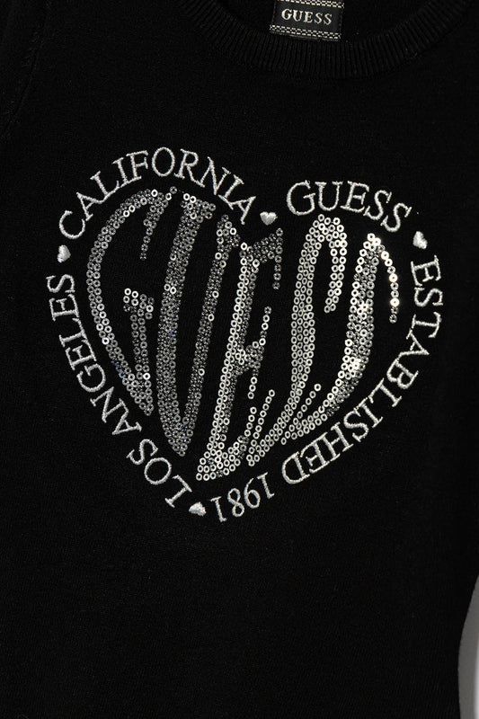 GUESS STRASS HEART EMBROIDERY KNITTED PULLOVER