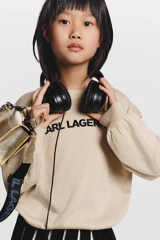 KARL LAGERFELD KIDS SWEATER WITH EMBROIDERED LOGO