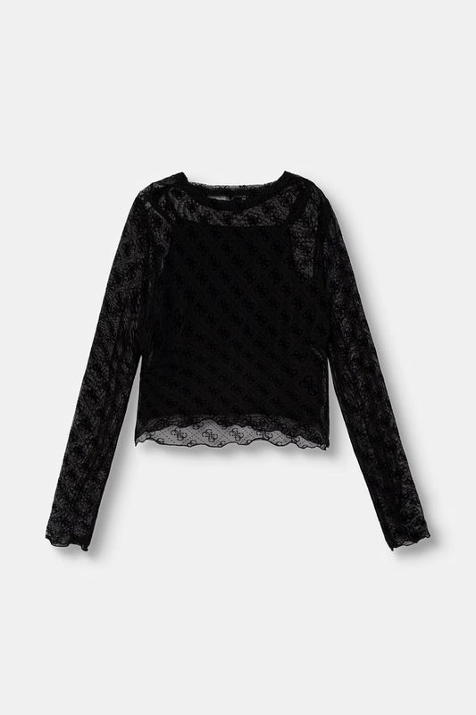 GUESS GIRLS MONOGRAM MESH T SHIRT