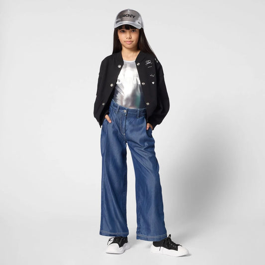 DKNY KIDS GIRLS MINI ME SILVER LOGO CAP