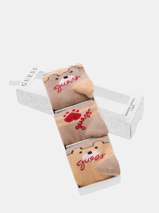 GUESS KIDS TEDDY BEAR 3 PIECES SOCKS SET