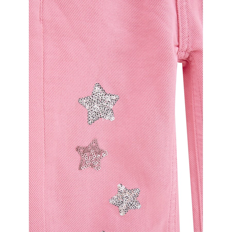 GUESS JEANS TWILL WIDE LEG SEQUIN STARS PANTS