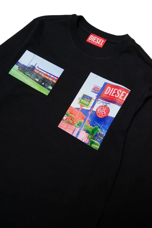 DIESEL KIDS OVERSIZED PHOTO PRINTS LS T SHIRT