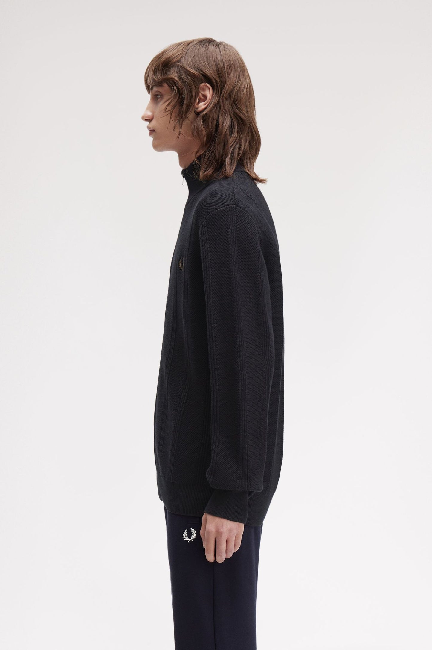 FRED PERRY TEXTURED ZIP THROUGH CARDIGAN