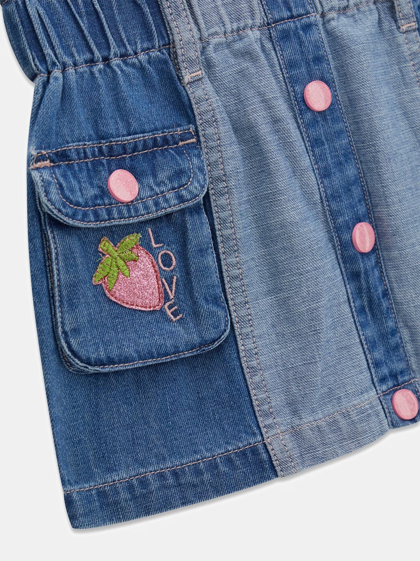 GUESS KIDS EMBROIDERED DENIM MINI SKIRT