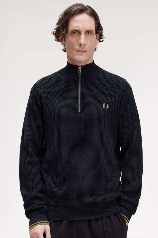 FRED PERRY WAFFLE STICH HALF ZIP JUMPER