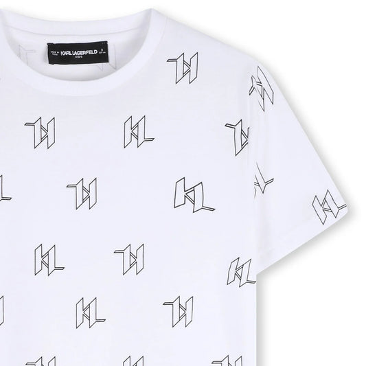 KARL LAGERFELD KIDS' T-SHIRT WITH MONOGRAM LOGO