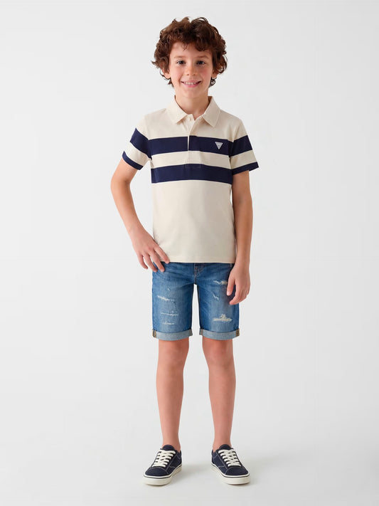 GUESS KIDS COTTON LINE RIGID DENIM SHORTS