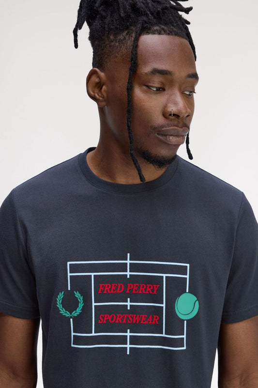FRED PERRY TENNIS COURT GRAPHIC T SHIRT