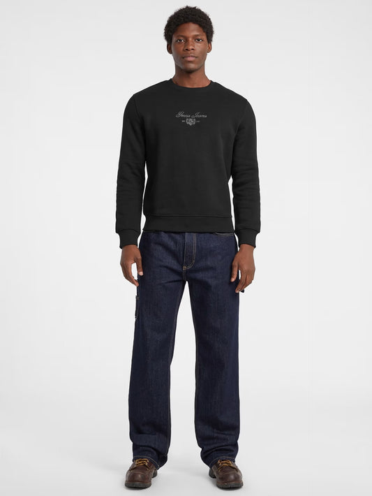 GUESS JEANS SLIM SCRIPT CREWNECK FOOTER