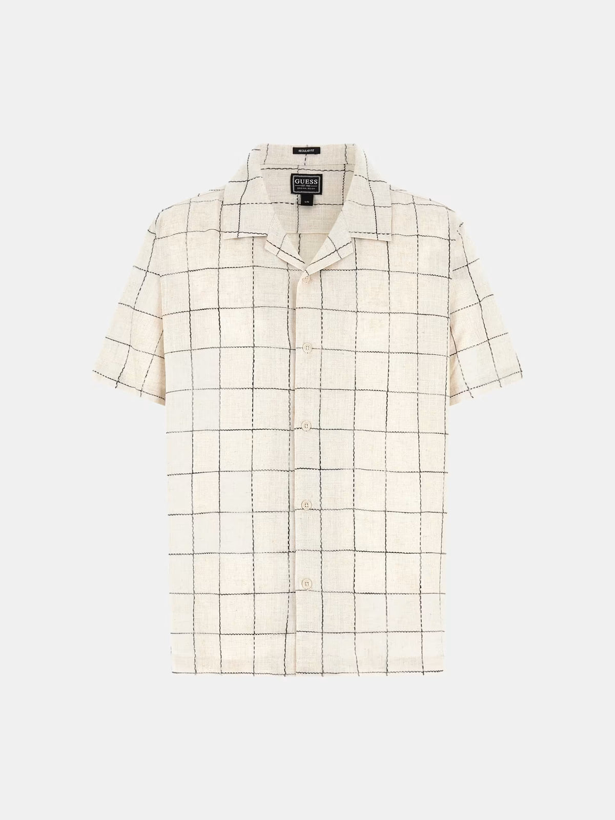 GUESS ARCHITECT CHECK LINEN-BLEND RESORT SHIRT