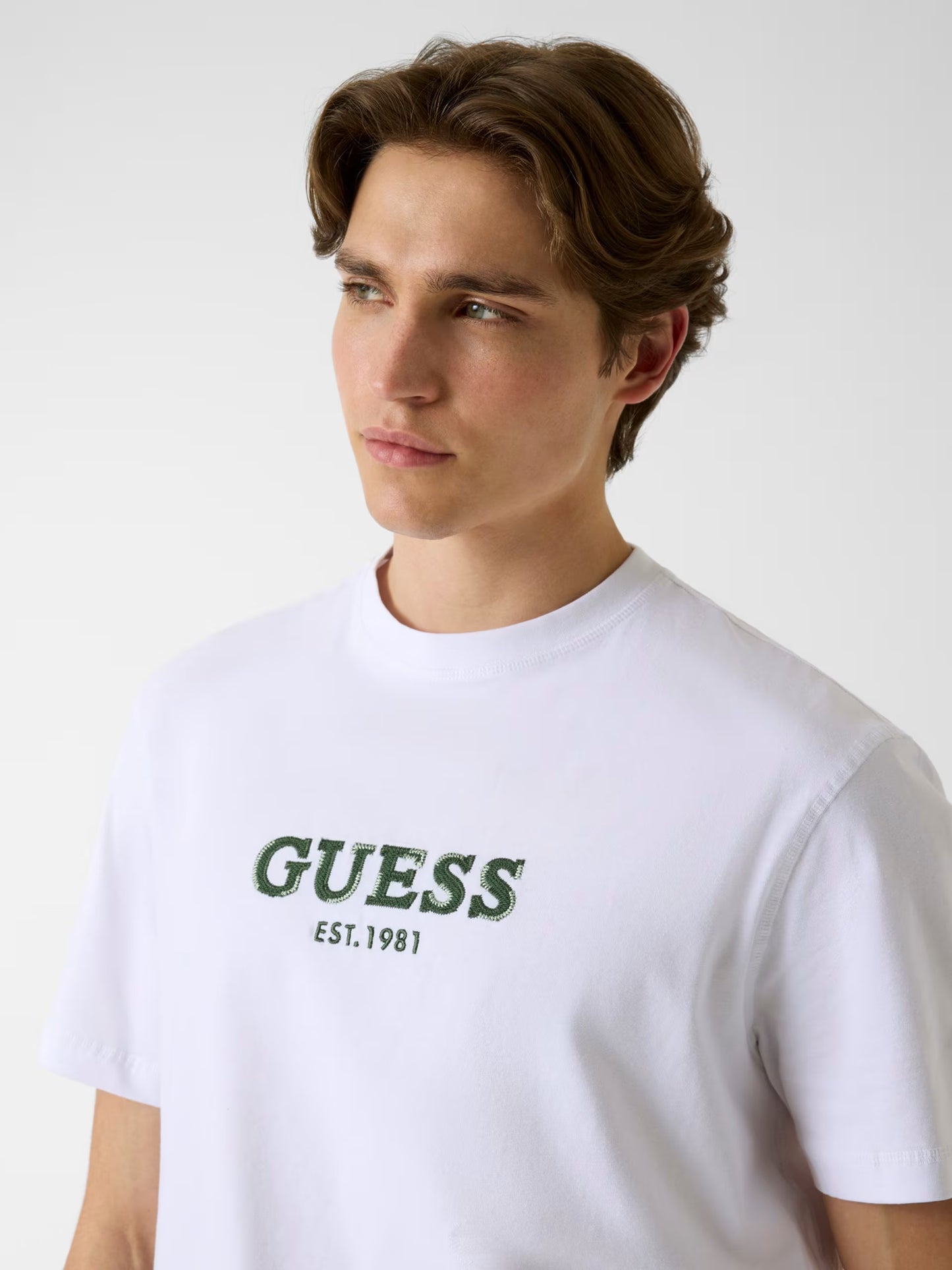 GUESS MAN CONTRAST STITCHING LOGO T SHIRT