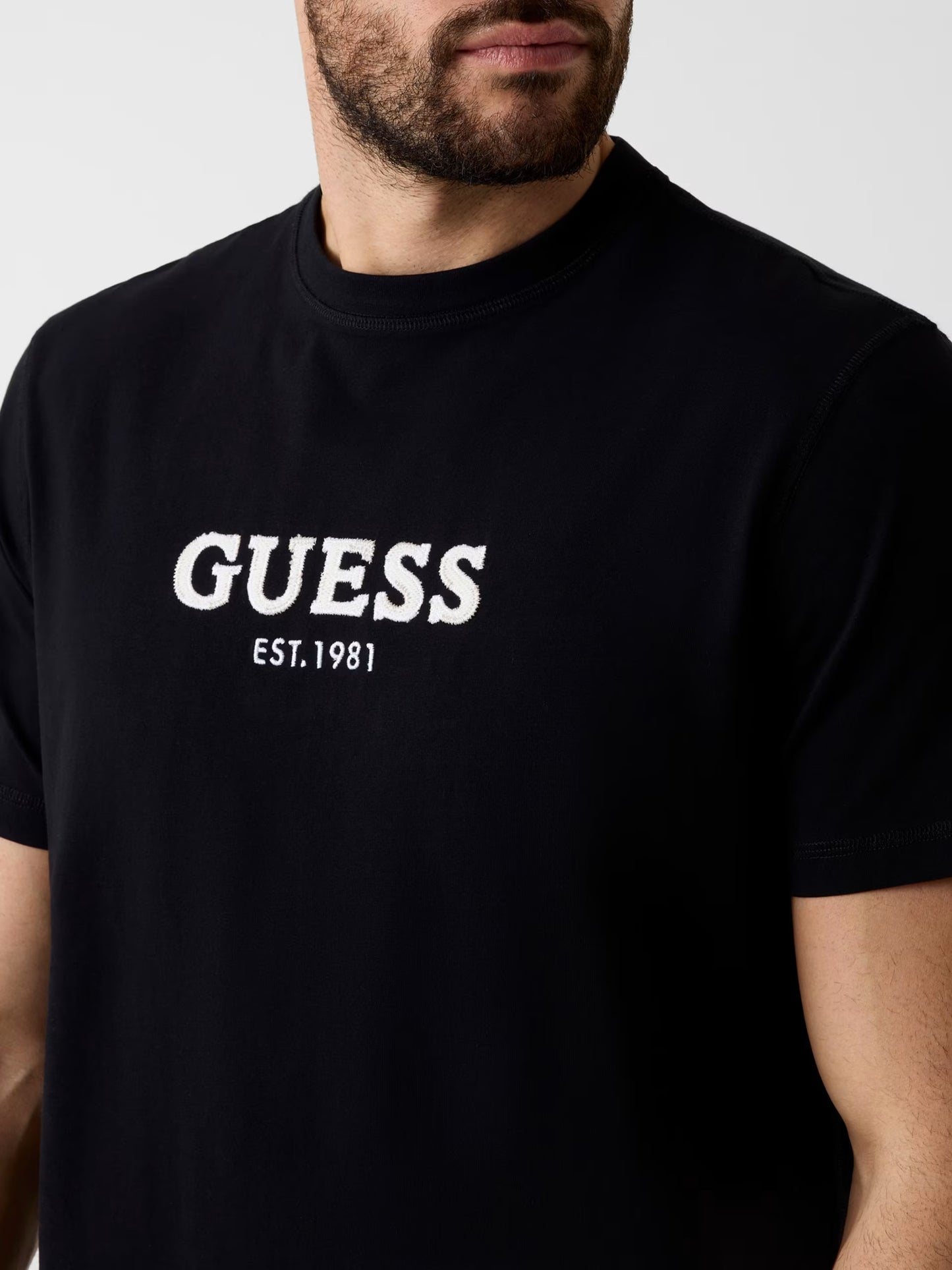 GUESS MAN CONTRAST STITCHING LOGO T SHIRT