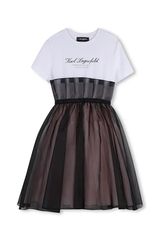 KARL LAGERFELD KIDS T-SHIRT LAYERED DRESS