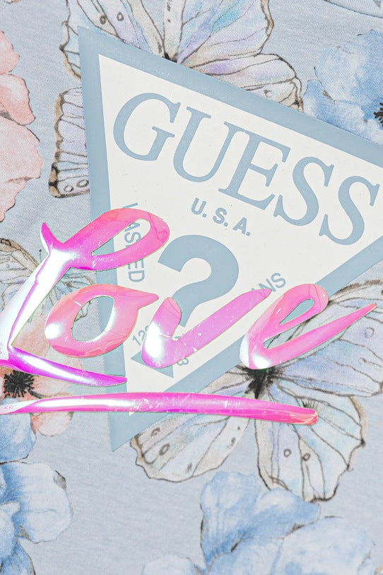 GUESS KIDS BUTTERFLY LOVE TRIANGLE MIDI T SHIRT